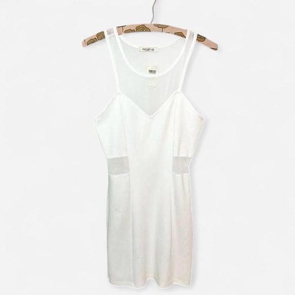Arden B Vintage White Sheer Bodycon fitted mini dress small - Picture 4 of 8